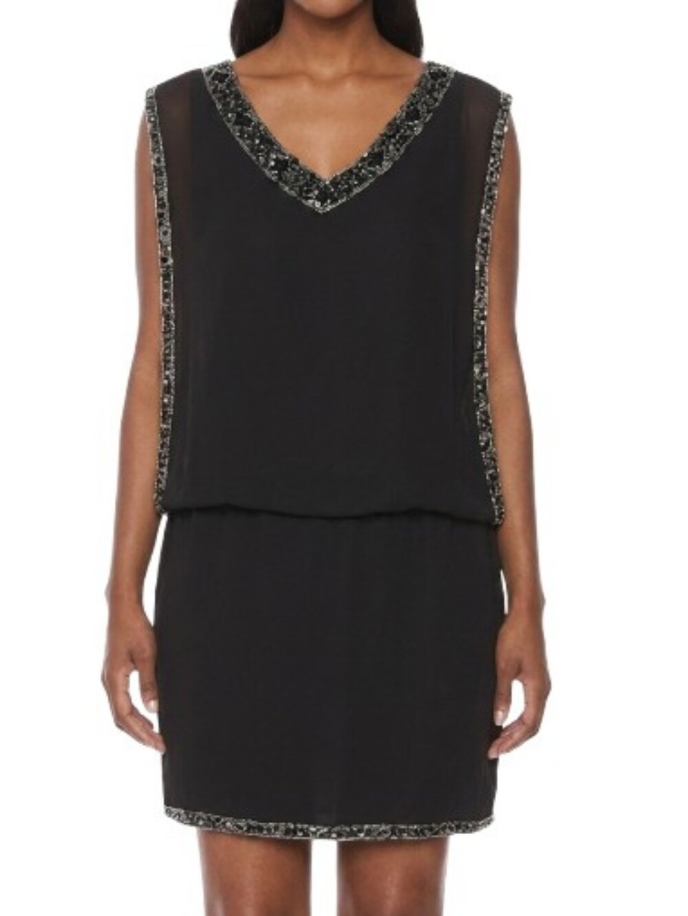 J KARA Beaded Cocktail Mini Dress